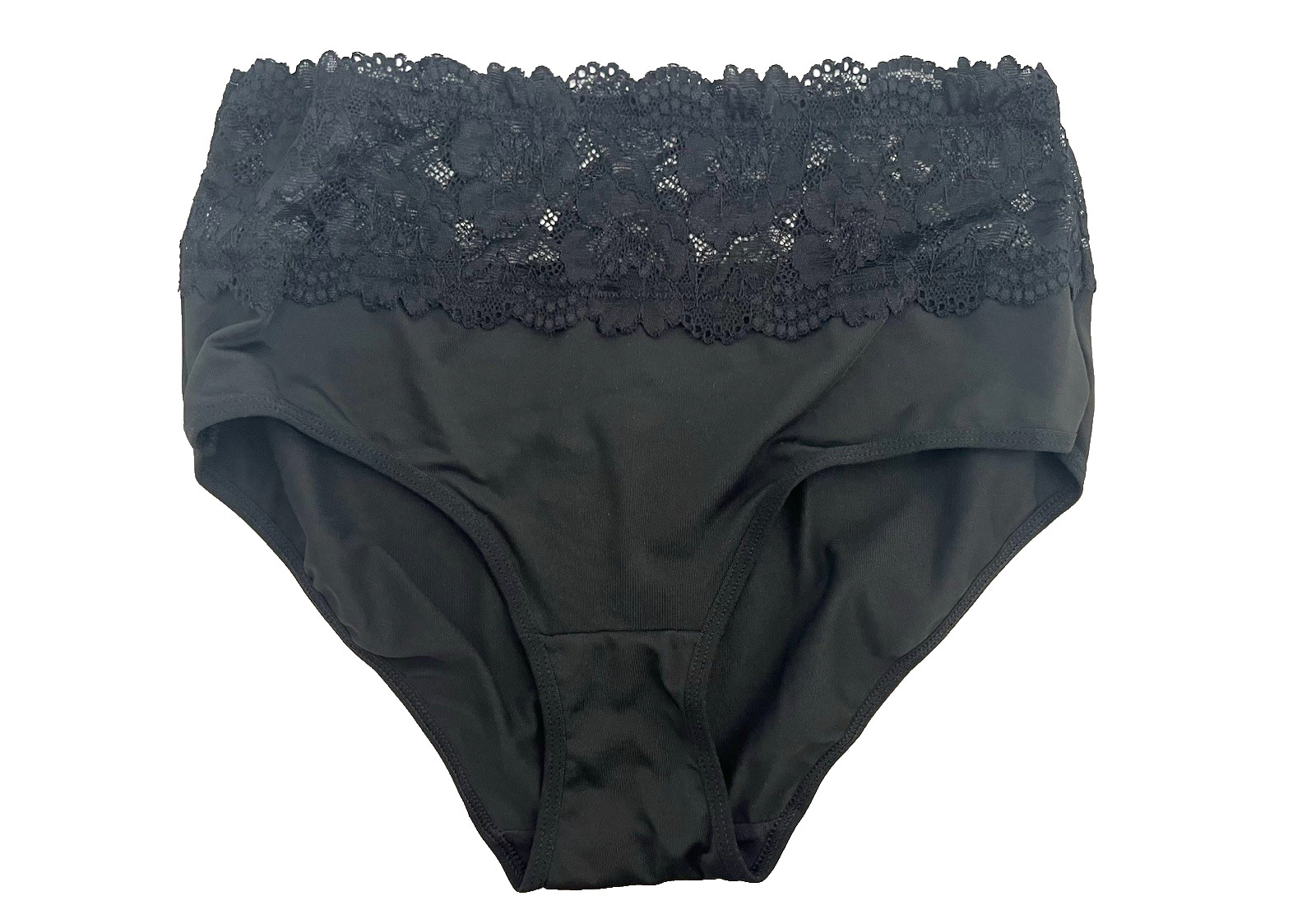 Ladies High Waisted Floral Lace Sheer Panties Black Comfy Wear Medium Size