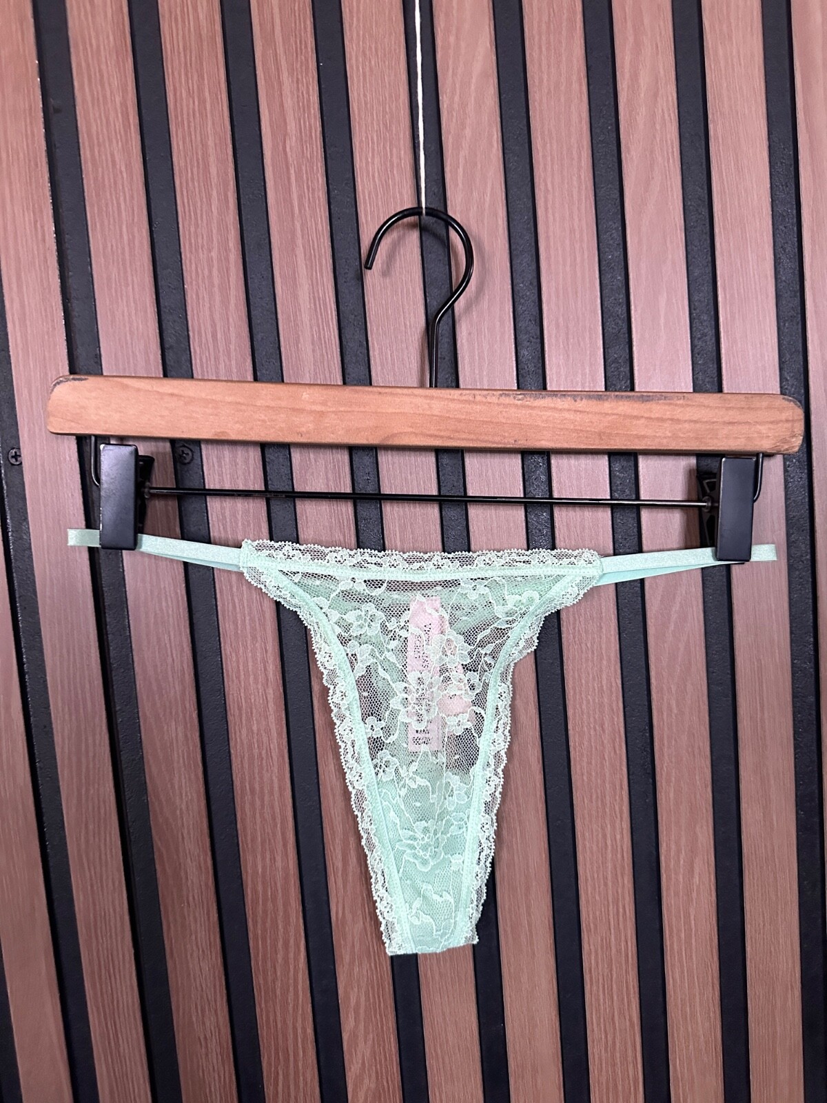 New Victoria Secret Panties Small Bright Green Lace String Thong Tanga Elastic