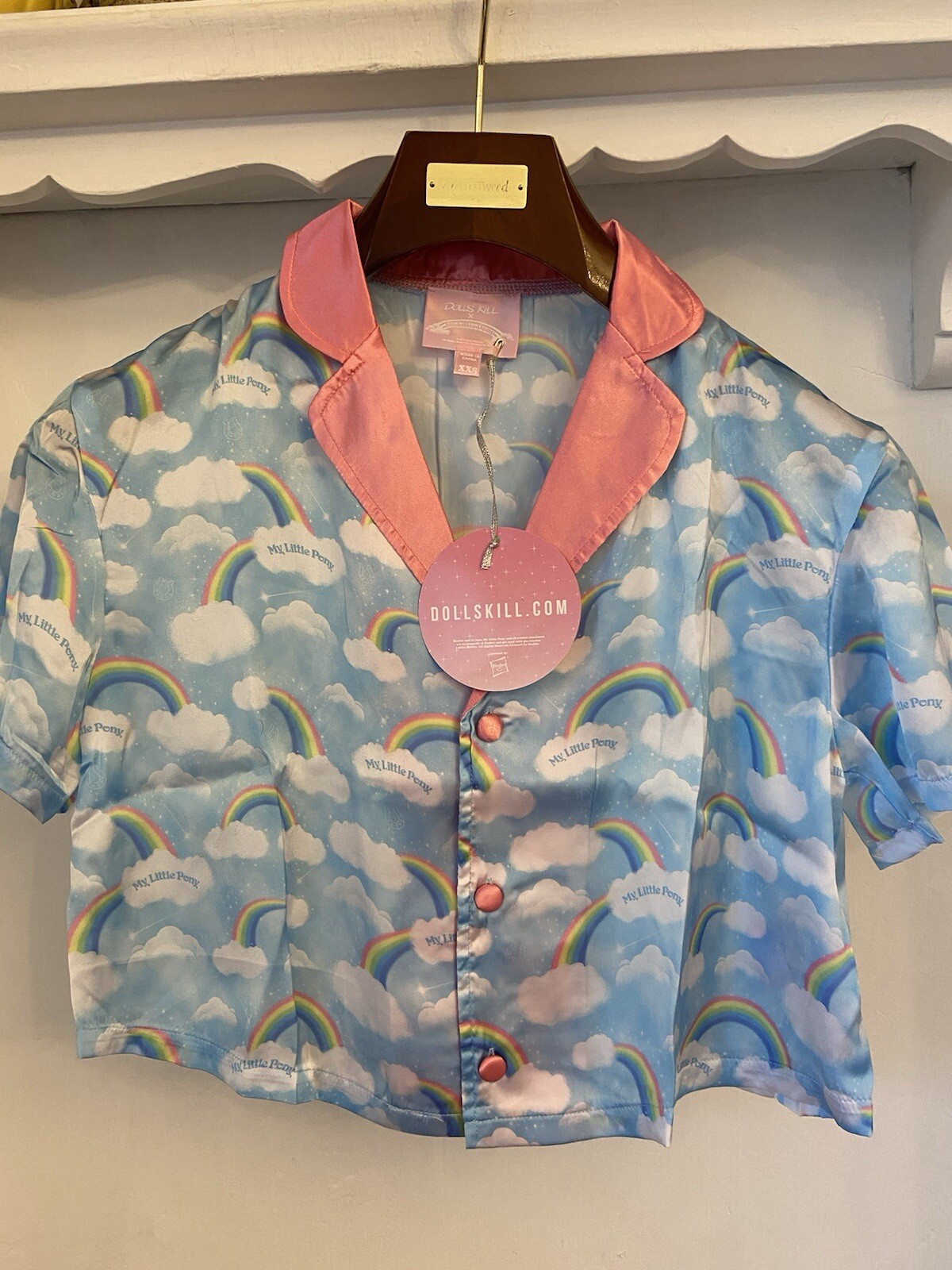 Dolls Kill My Little Pony Cropped Satin Pj Top 2xs New 🌺