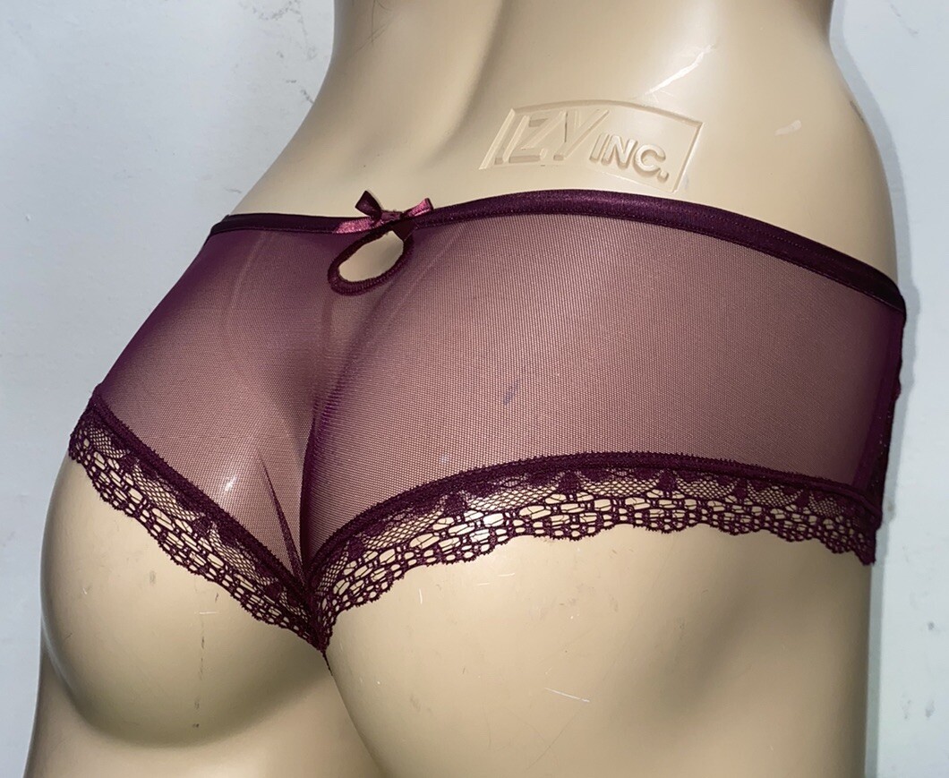 Victorias Secret Very Sexy Sequins Low Rise Cheeky Panty Size Small Burgundy