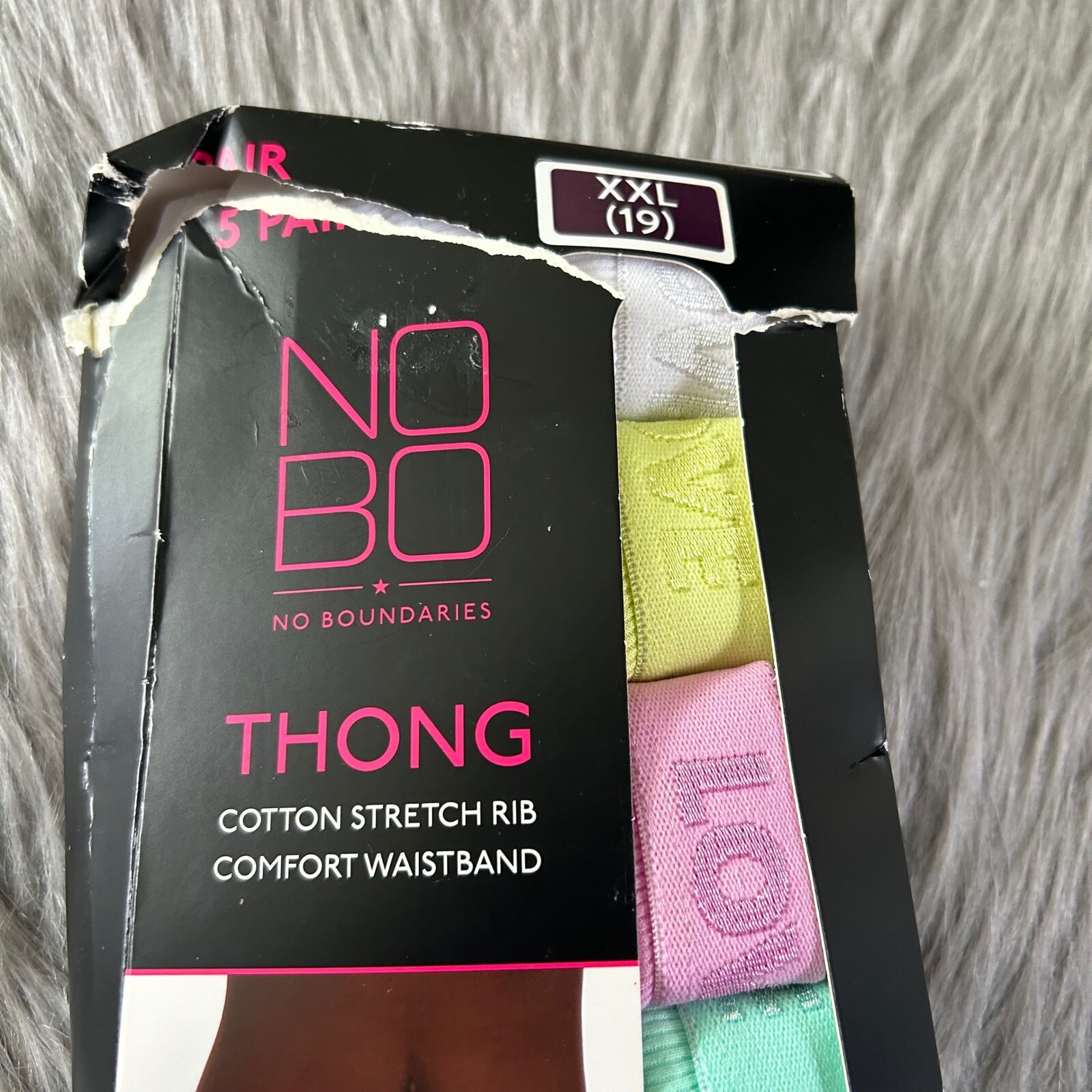 No Boundaries Thongs Women Junior Size XXL (19) Cotton Underwear 5 Pair Panties