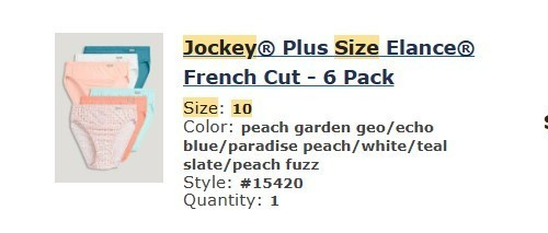 Jockey Women’s Underwear Plus Size Elance French Cut, 6 Pack, Size 10, (20W-22W)