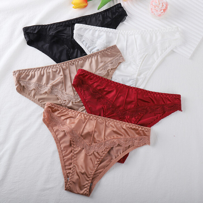 5-Pack Lot Womens Sexy Panties Smooth Satin Briefs High Cut Underwear Intimates