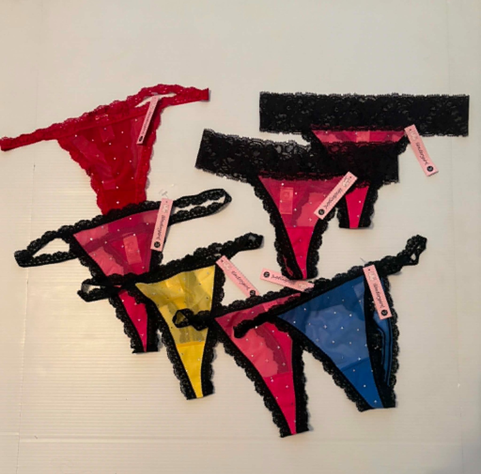 7 PAIR NWT UNDERGIRL Under girl M Lace Sequin Thong panty panties NEW Ladies Med