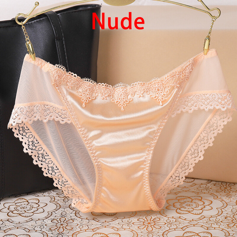 1/6 Pack Lot Women Sexy Satin Lace Panties Briefs Sheer Seamless Underwear Panty
