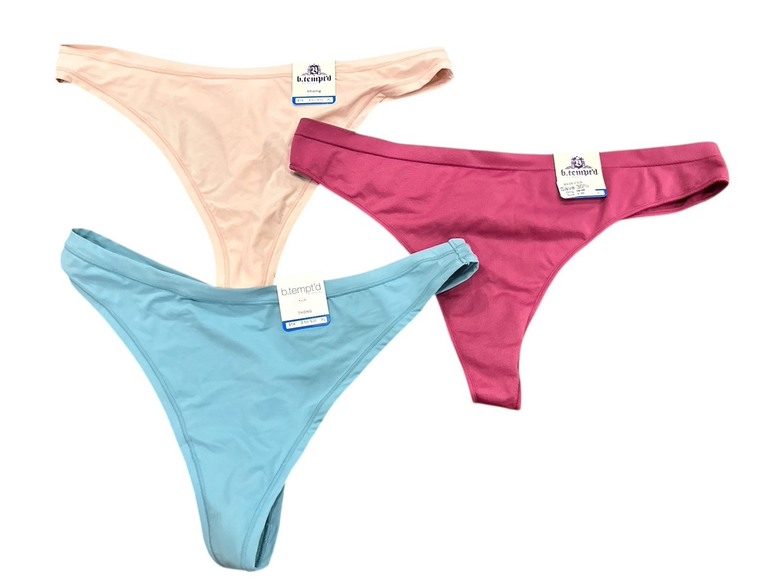 Lot of 3 NEW b.tempt’d by Wacoal Womens Thongs Size X-Large XL NWT