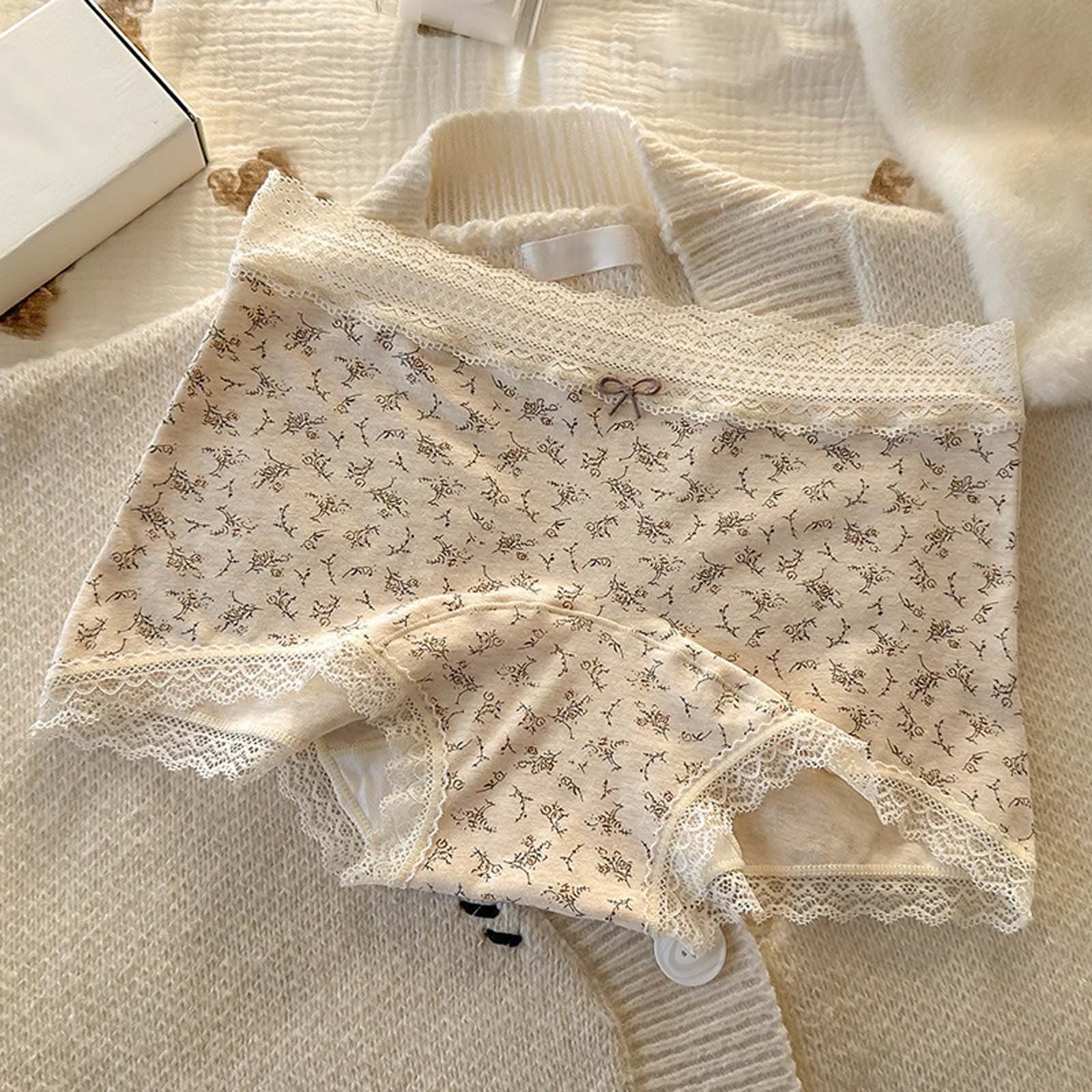 Womens Small Floral Lace Mid Rise Plus Size Panties 10A Antibacterial Extended