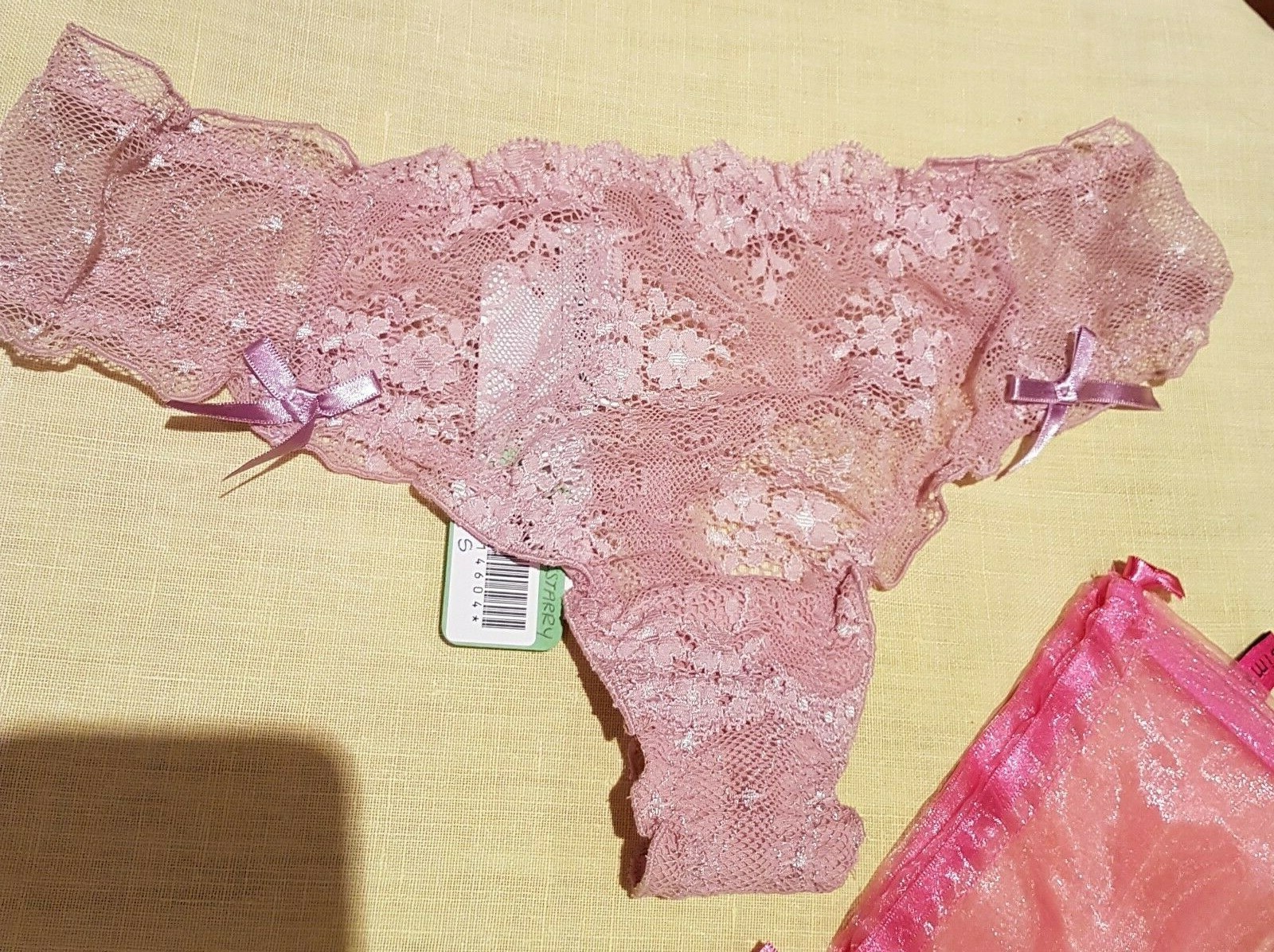 Verdissima STARRY NITE Sheer Wide Sided Pink Lace Hipster Thongboy M
