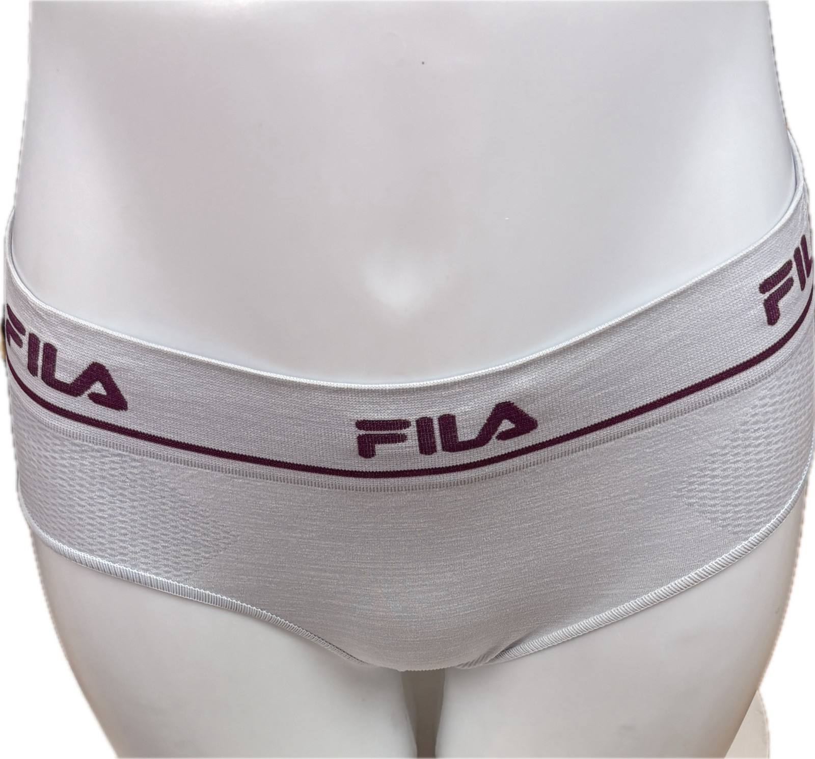 Fila L Purple-Navy-Gray Striped Name Logo Waistband Seamless Hipster Panties 3Pk
