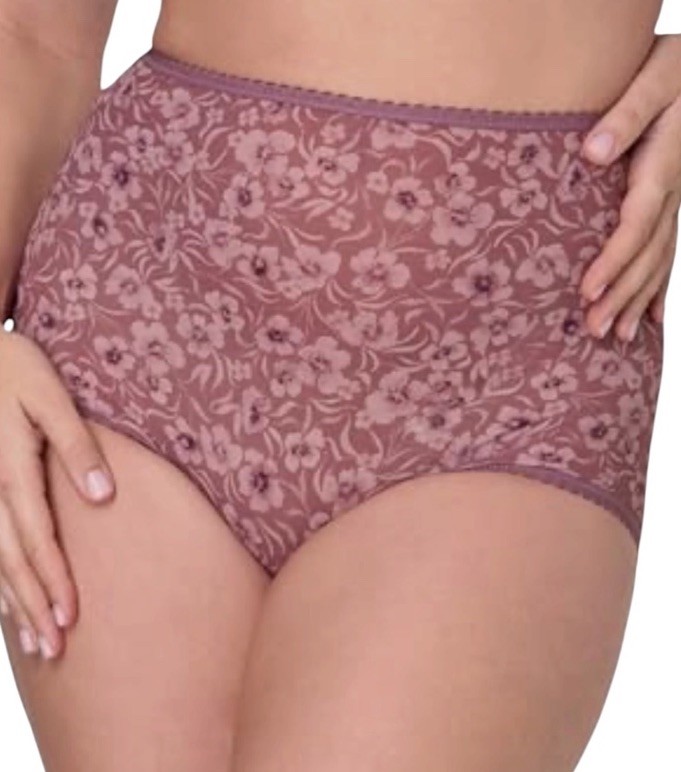 BALI Womens Size S 5 Skimp Skamp Brief 2633 Panty Bloom Floral Purple High Waist