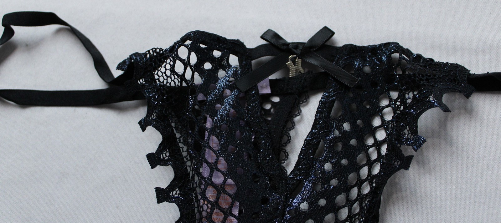 Savage X Fenty Women’s Starlet Nights Thong DH3 Black Caviar/Black Foil NWT
