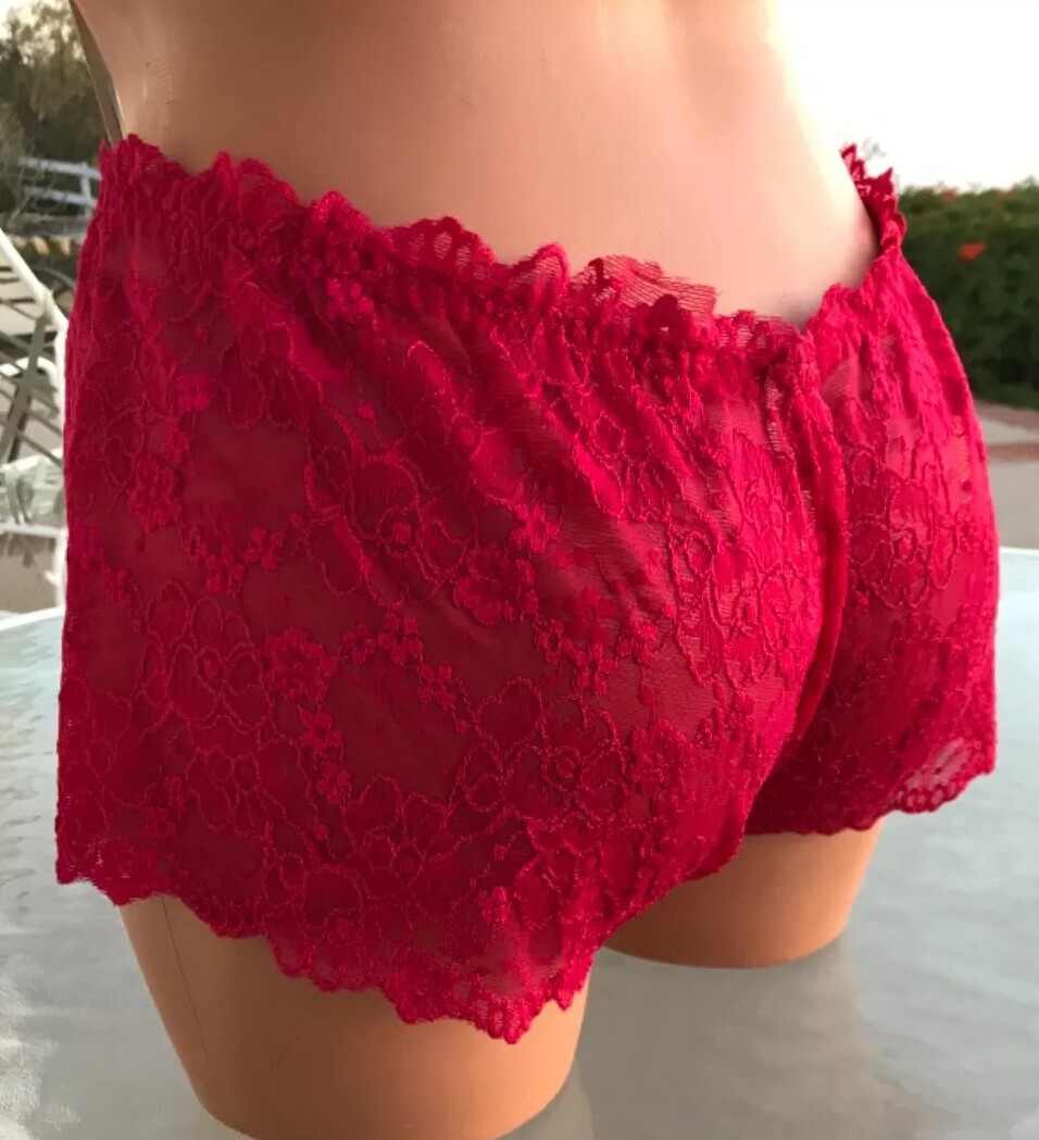 LILY OF FRANCE LACE SHORTS-Sz: XL – RED VINTAGE NEW