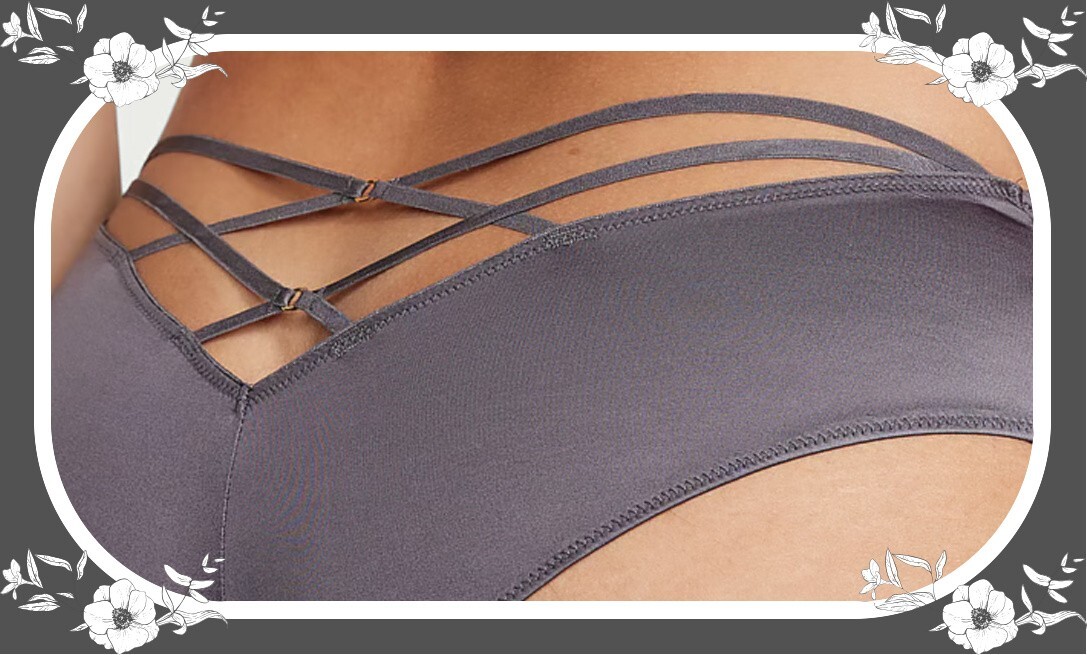 L Dark Grey Strappy Back Satin HighLeg Very Sexy Cheeky Victorias Secret Panty