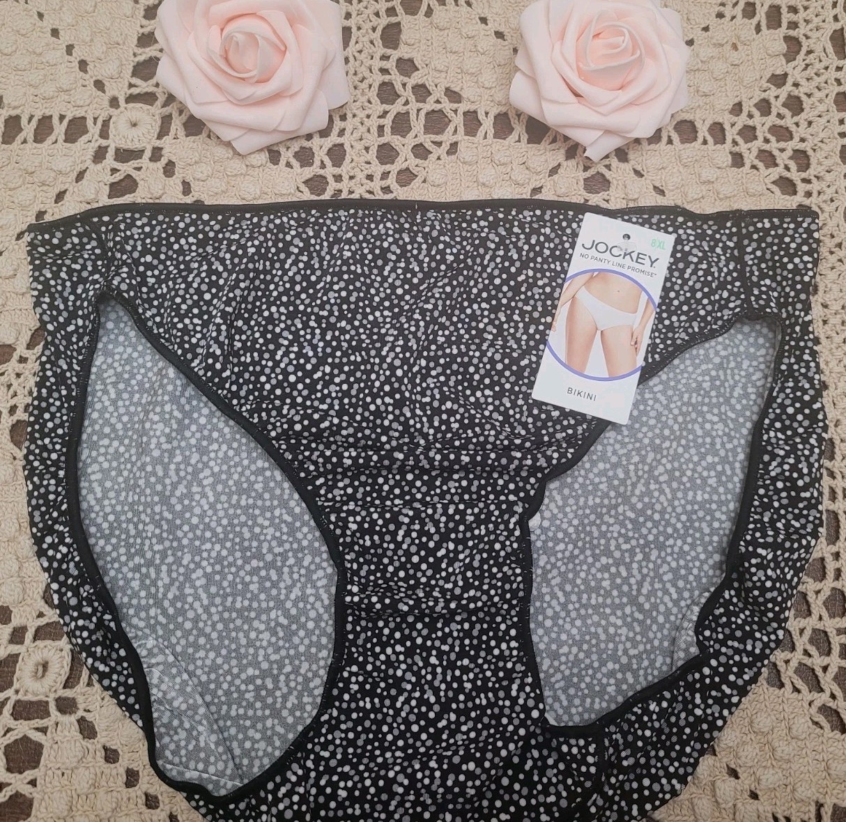 JOCKEY No Panty Line Promise Bikini Panty 1370 SeXy Polka Dots Size 8/XL ~nwt