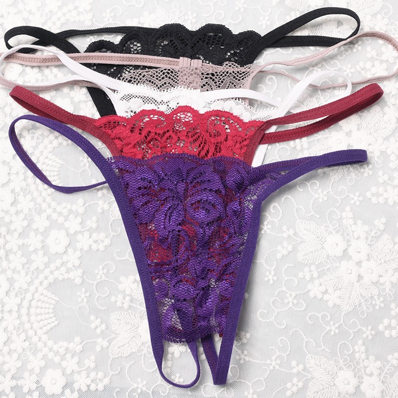 5 Pack Lot Sexy Womens Crotchles Panties Underwear See Through Lace Lingeries