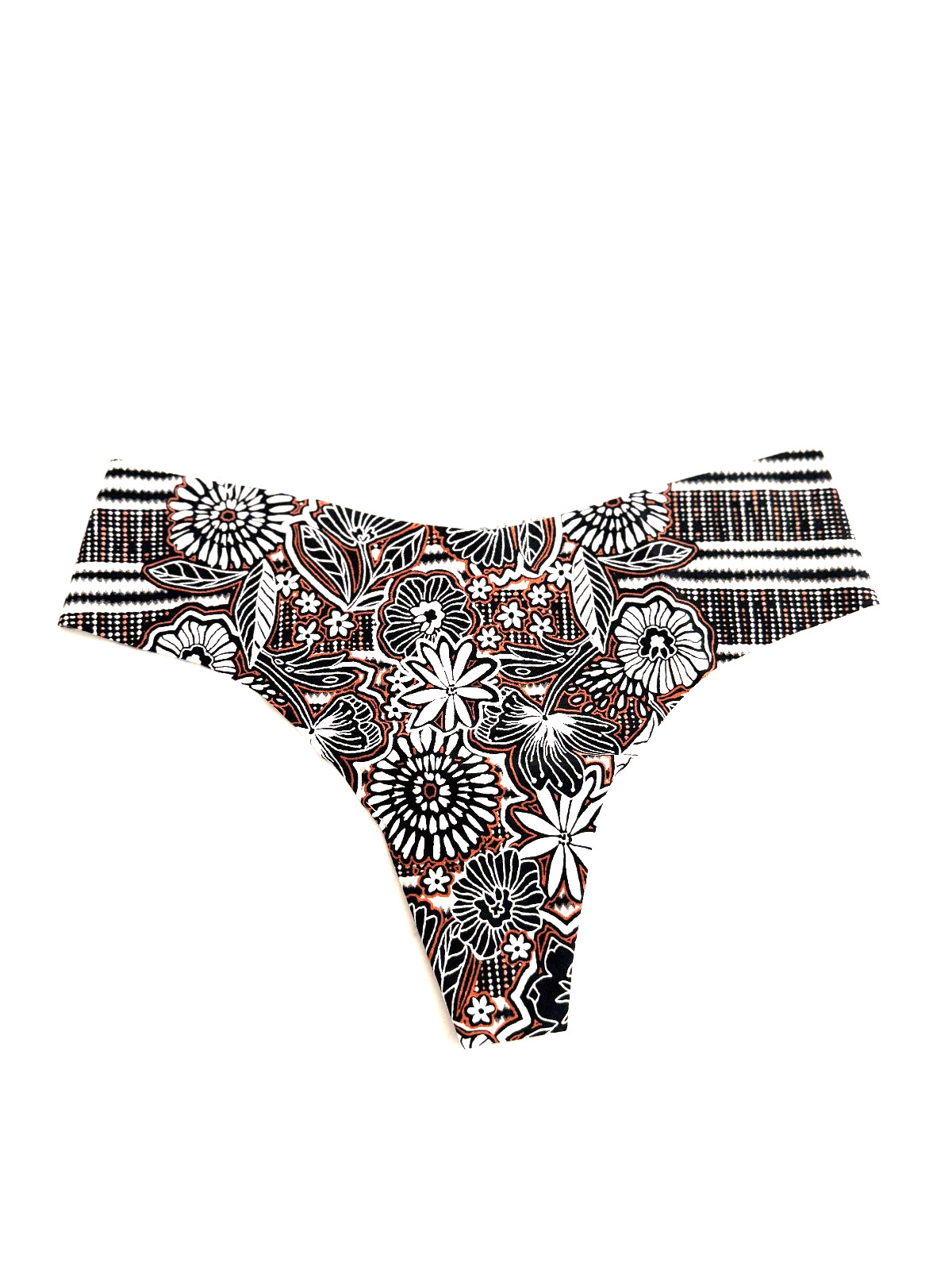 Victoria’s Secret Sexy Illusions No-Show Thong Panty Brown Floral