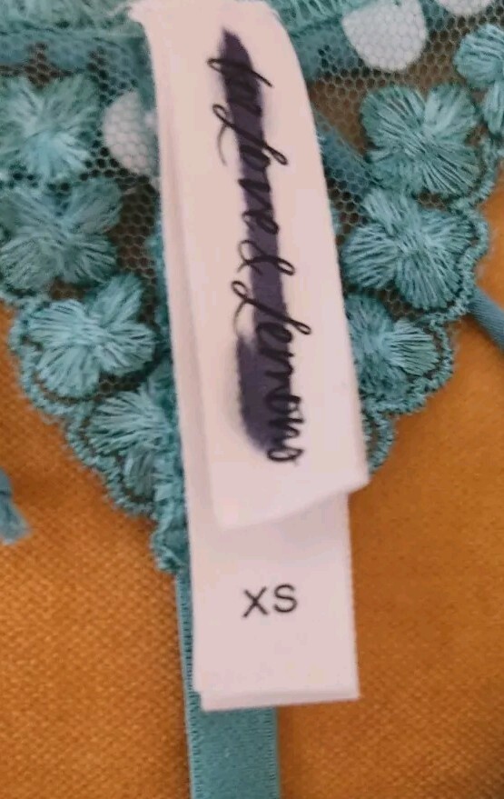 NEW! For Love And Lemons Daisy Embroidered Thong Panty Jade! XS