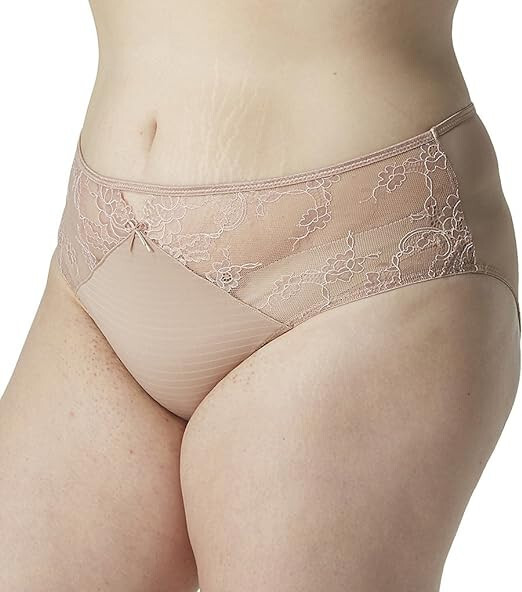 Ashley Graham Basic Hi Cut Plus Size Brief Panty 1X/Cappuccin