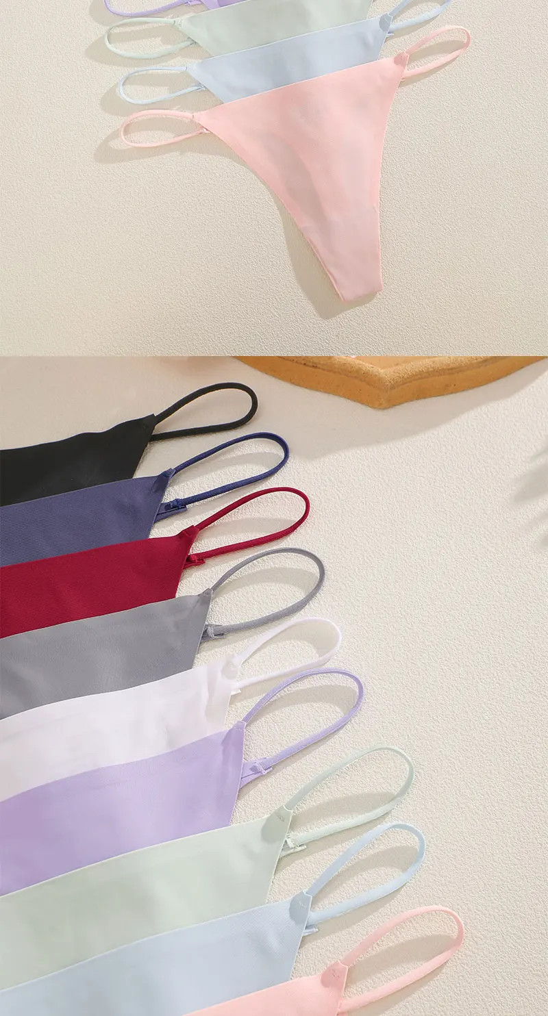 Low Rise Thong Panties Seamless Stretch Thin Strap Breathable Comfortable 6PCS