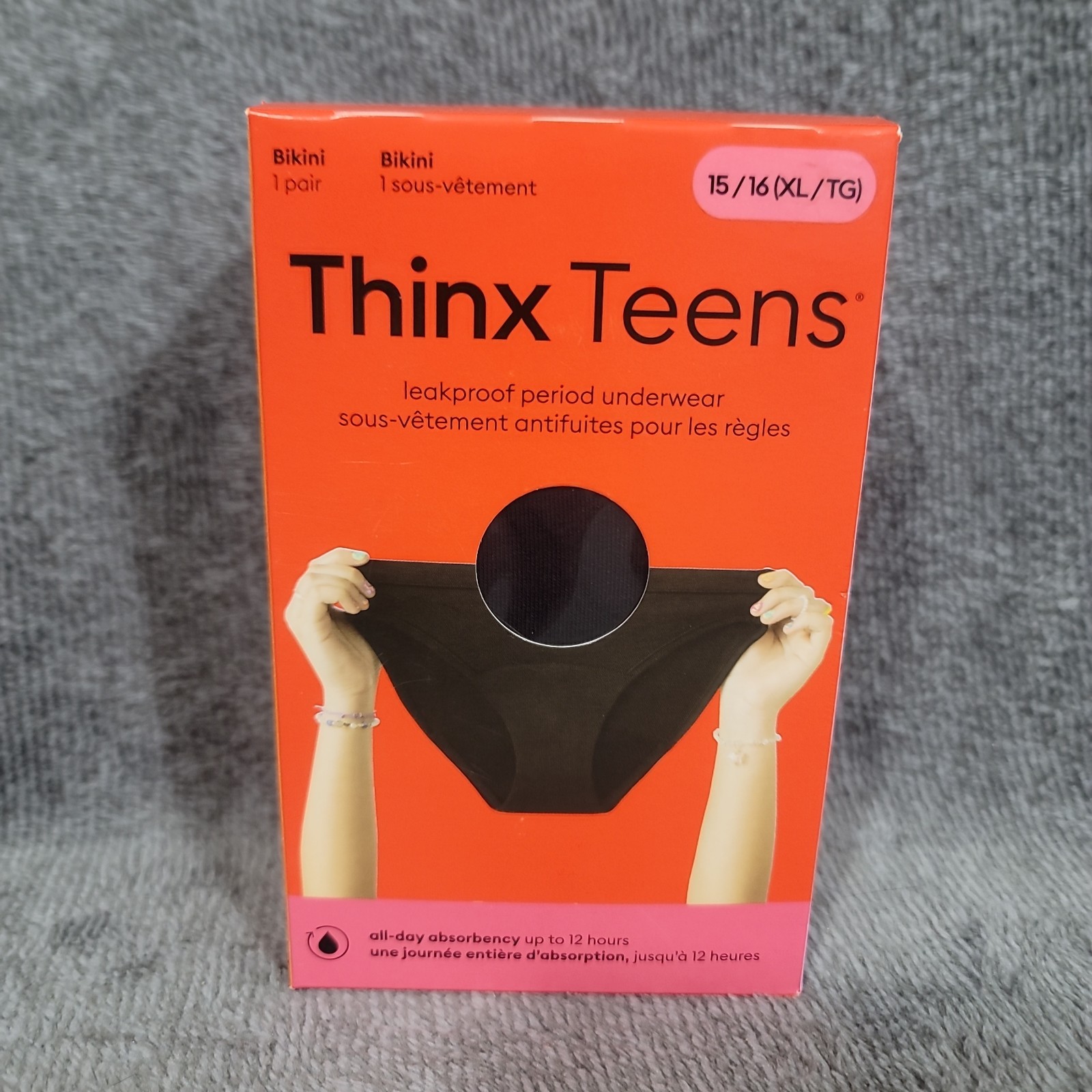 Thinx Teens 15/16 XL/TG Bikini Leakproof Women’s Period Underwear Black