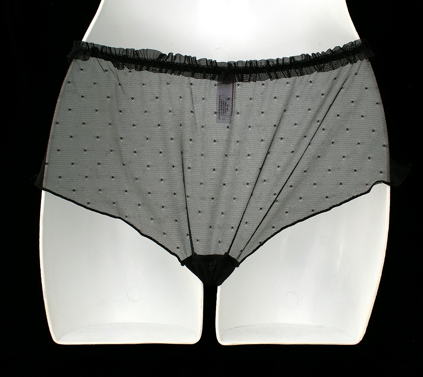 Affinitas Valentine Heart Tongas Cheek Shorts Sheer Stretch Dot Mesh “I Love You