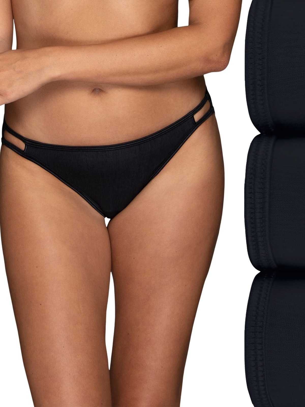 Vanity Fair Illumination String Bikini Panties Women’s Size 8/XL Black 3 Pack