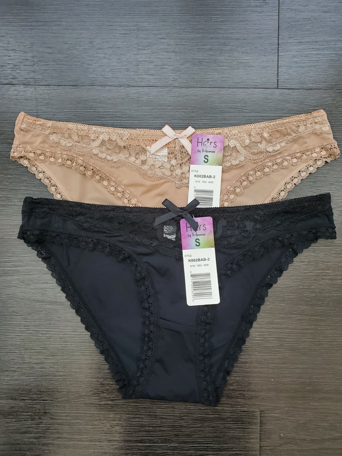 Hers by Herman 2pc High Cut Lace Pantie Set Beige/Black White/Gray Red/Fuchsia