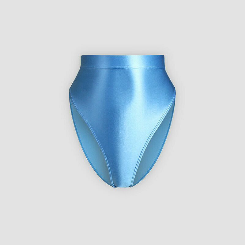 Women Sexy Shiny High-Waisted Panties Glossy Gymnastics Briefs Inner Outer Wear