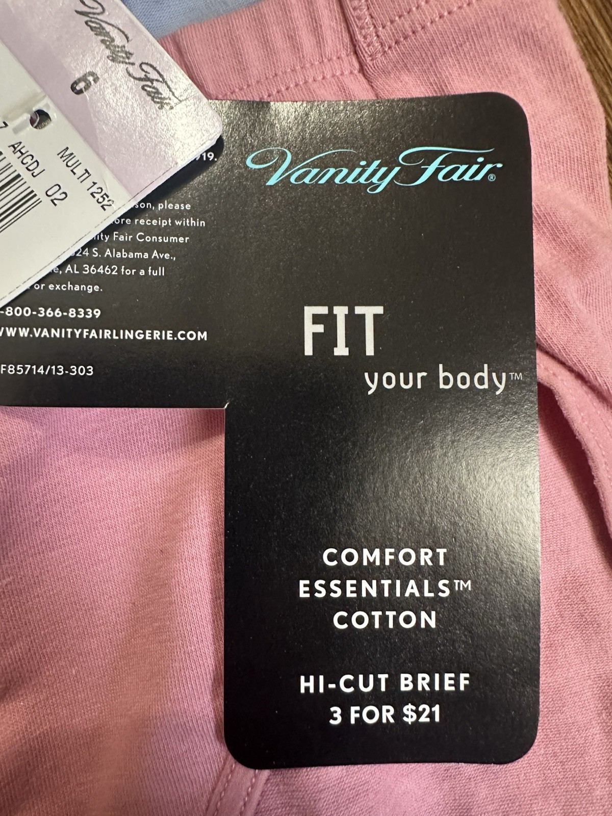 3 DEAD STOCK VINTAGE Vanity Fair Hi-Cut Comfort Essentials COTTON Panties 13303