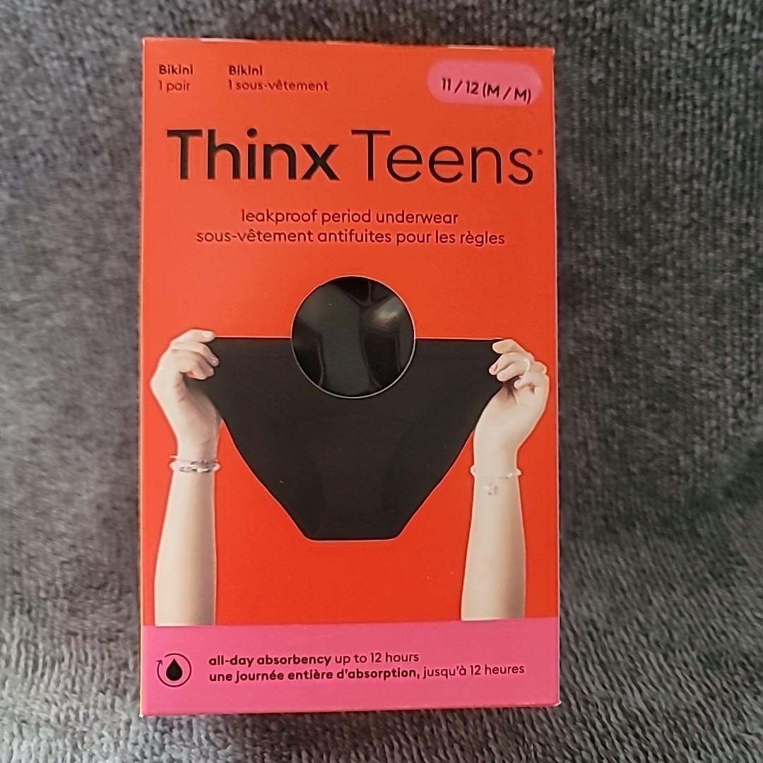 Thinx Teens 11/12 Medium Bikini Leakproof Women’s Period Underwear Black