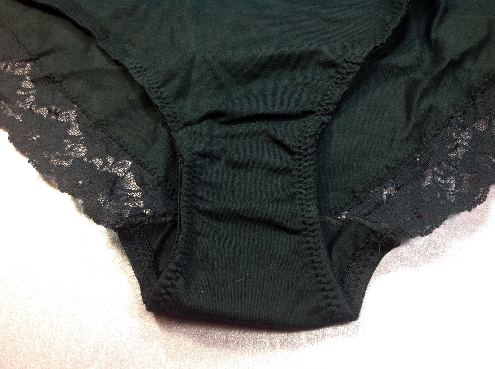 Women Panties,Bikinis”ILUSION” Size 2XL Black Soft W/Floral Fishnet Decoration