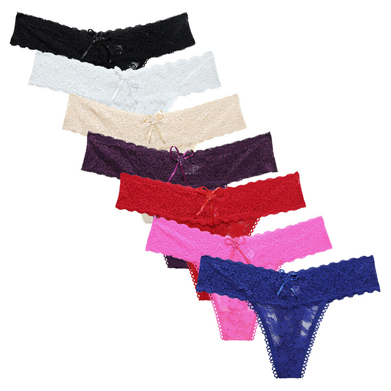7 PCS Lot Womens Sexy Lace Panties Thongs G string Briefs Underwear Lingeries