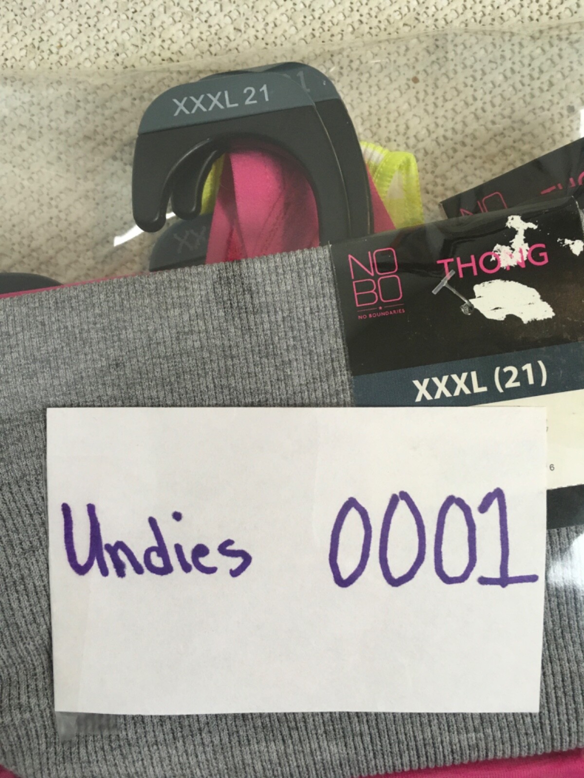 No Boundaries Thong Panties Women Size XXXL Gray Pink Green New White with Tags
