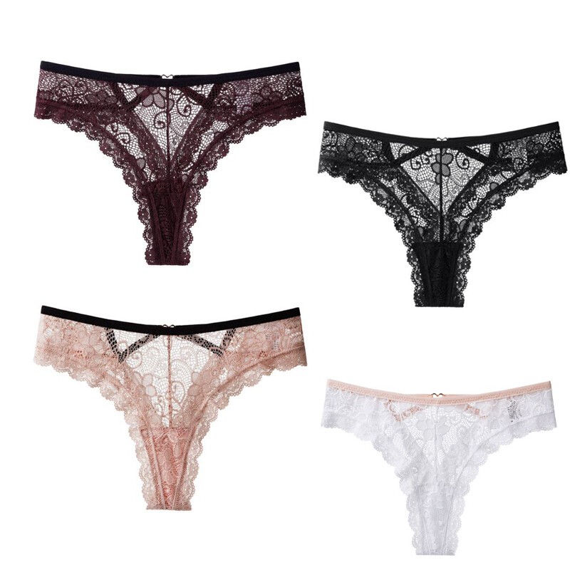 4 Pack Lot Sexy Womens Lace Panties Thongs G string Underwear Lingeries Briefs
