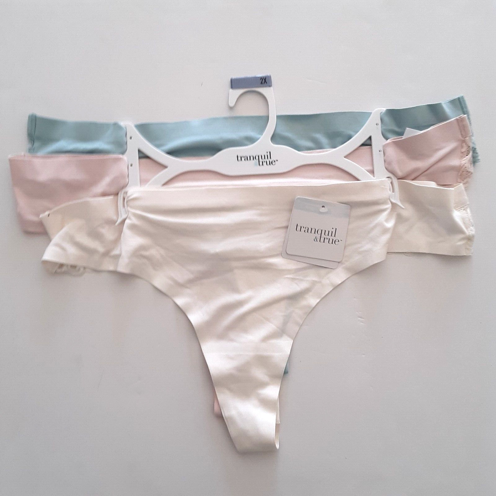 Tranquil & True Womens Size 2X Thongs Brushed Microfiber Lace Back 3 Pack