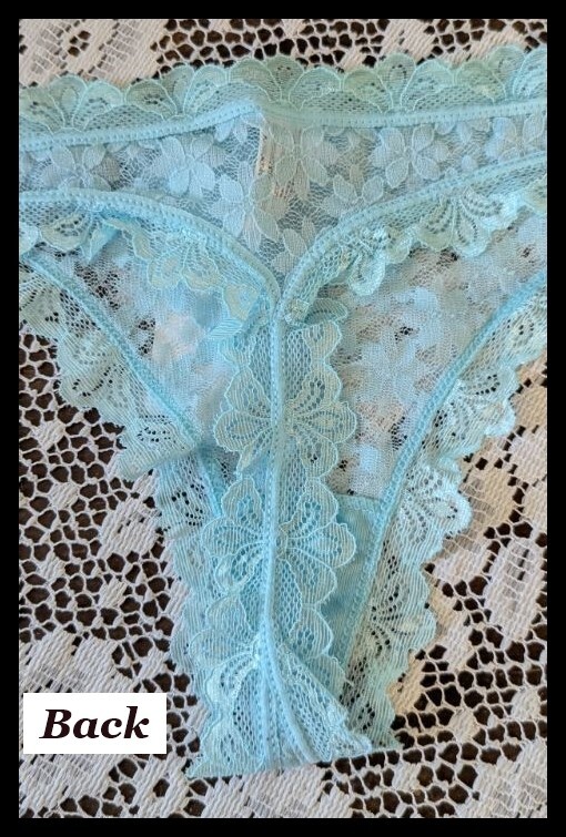 HERS BY HERMAN Lot of 4 Light Aqua Blue Teal Green Lace Thong/Panties Large