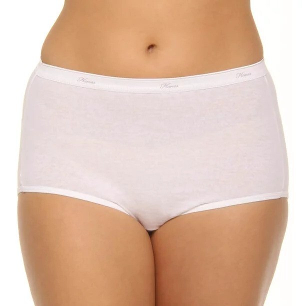 Hanes Women’s All-White Brief Panty Underwear, 3 Pack 100% Cotton Size 6-11
