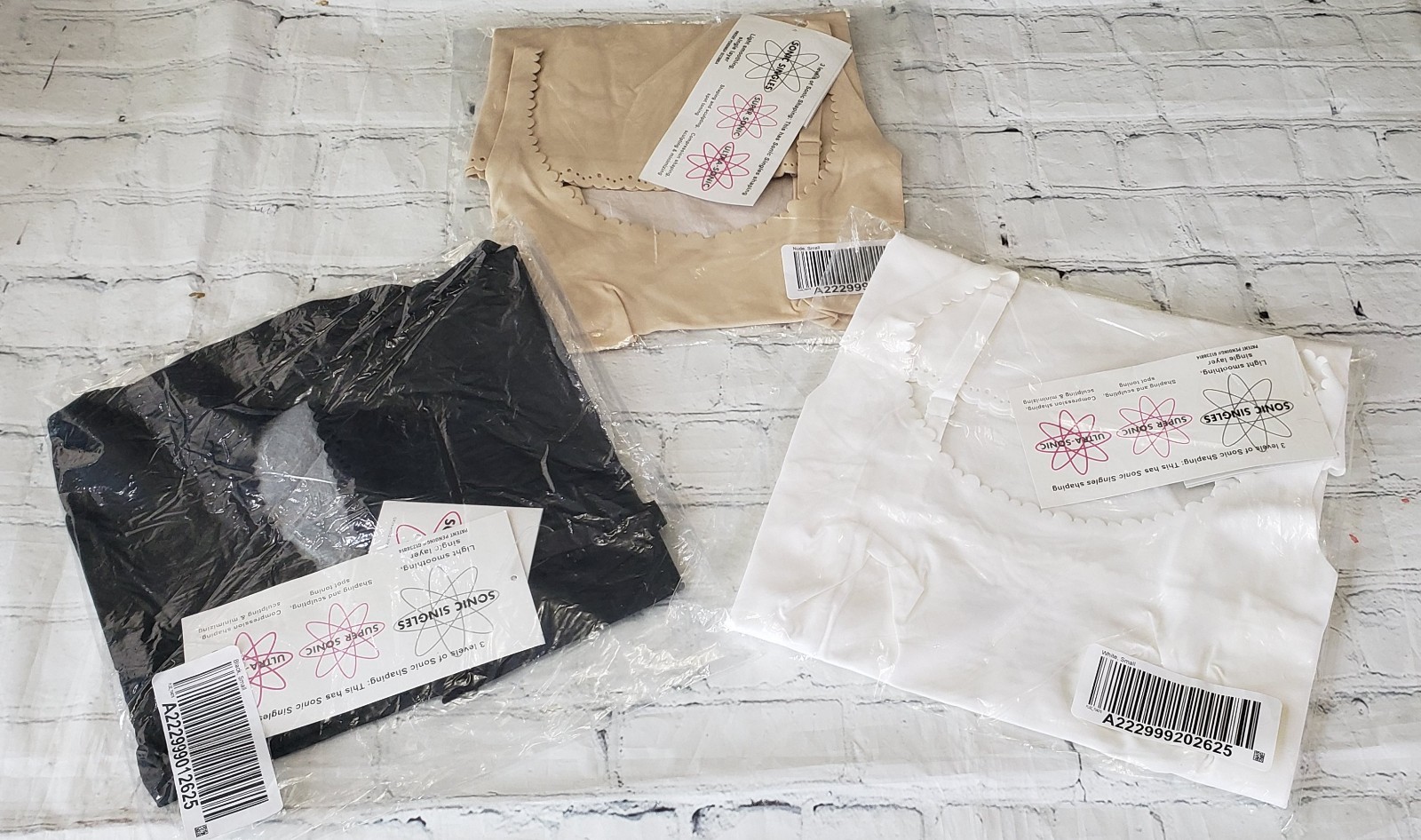 Sonic Slimmers Size S Black Nude White shapewear Compression camisole 3 pc NWT