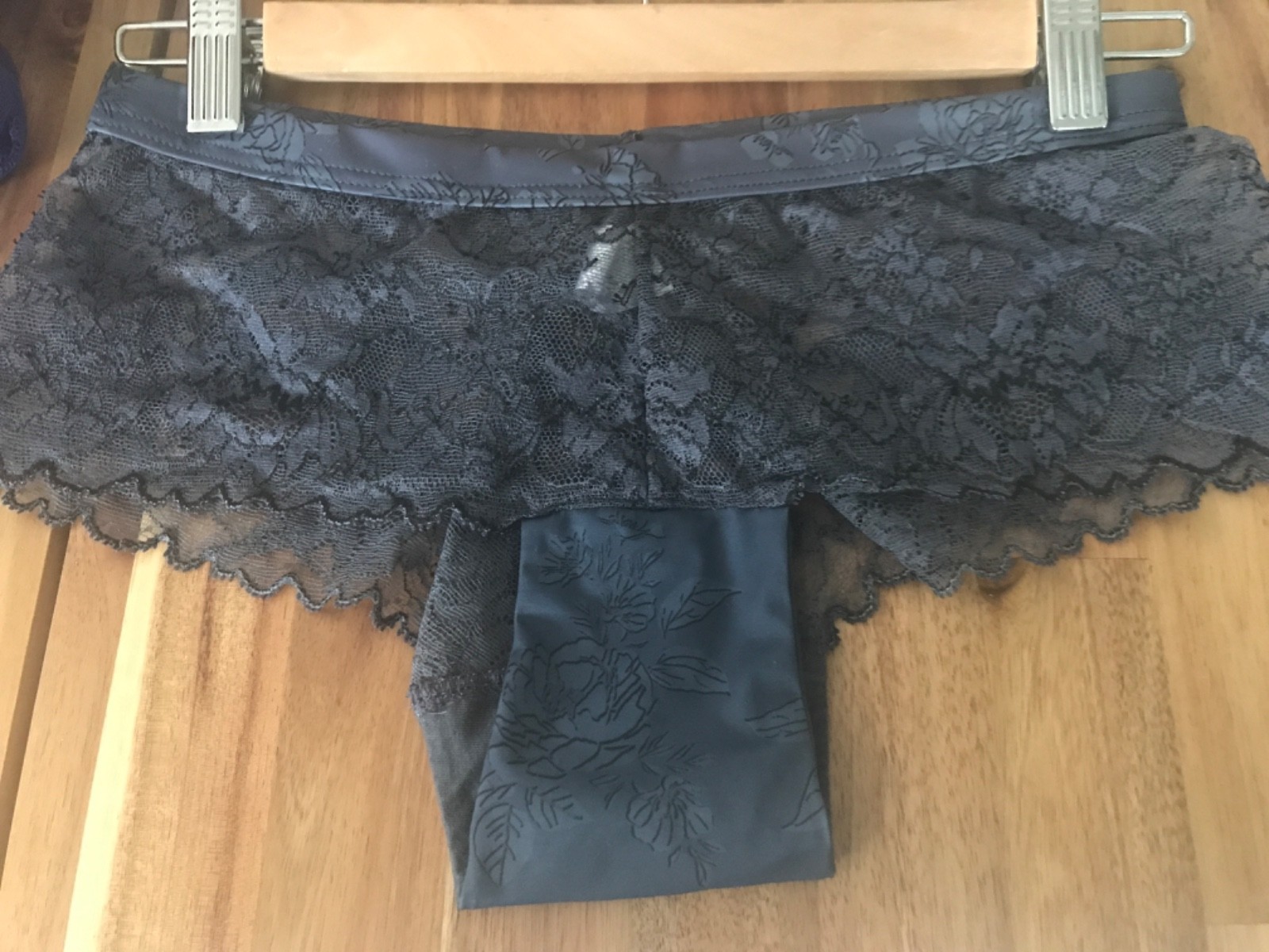 Fantasie Short Brief Floral Lace Knickers 3186 GREY BLACK UK