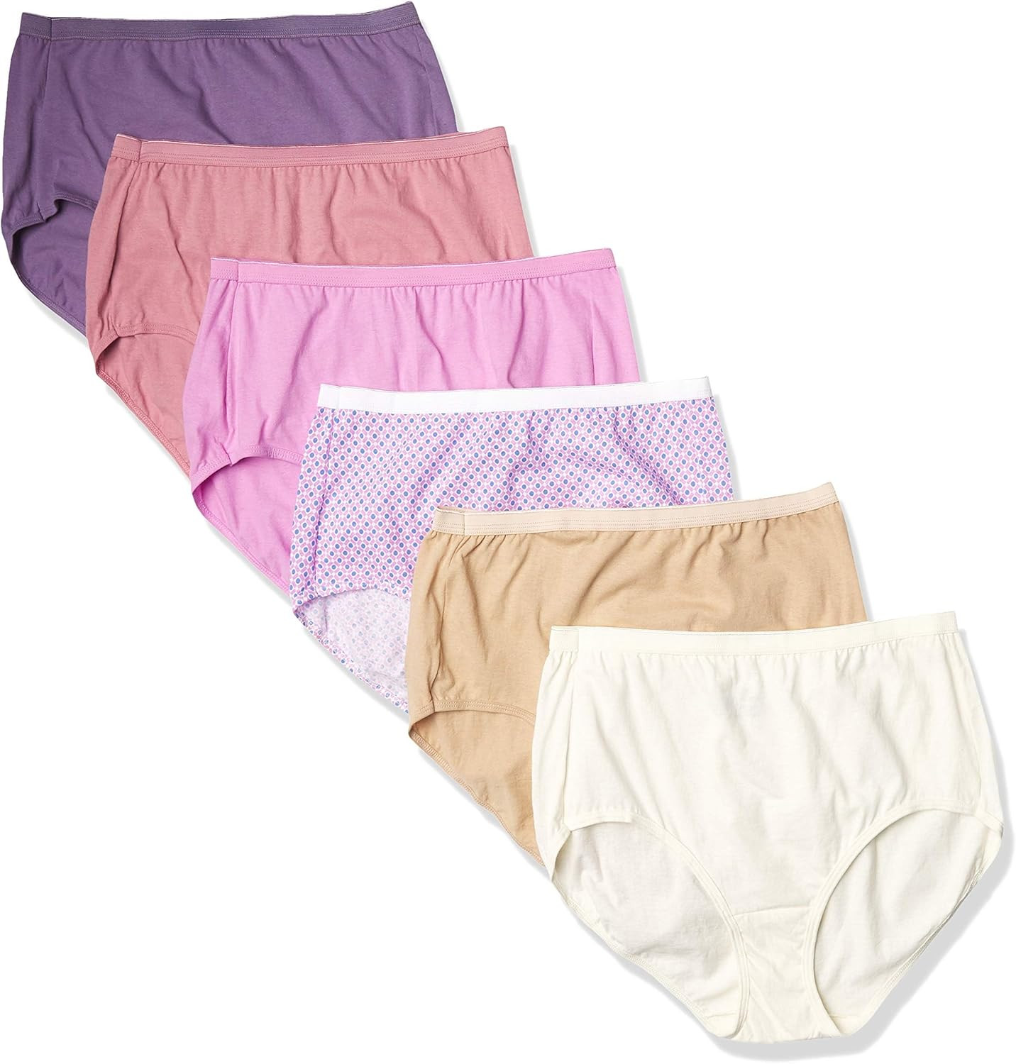 Hanes Womens Underwear Briefs Pack, 6-Pack, Cotton Brief Panties for Women, Mois