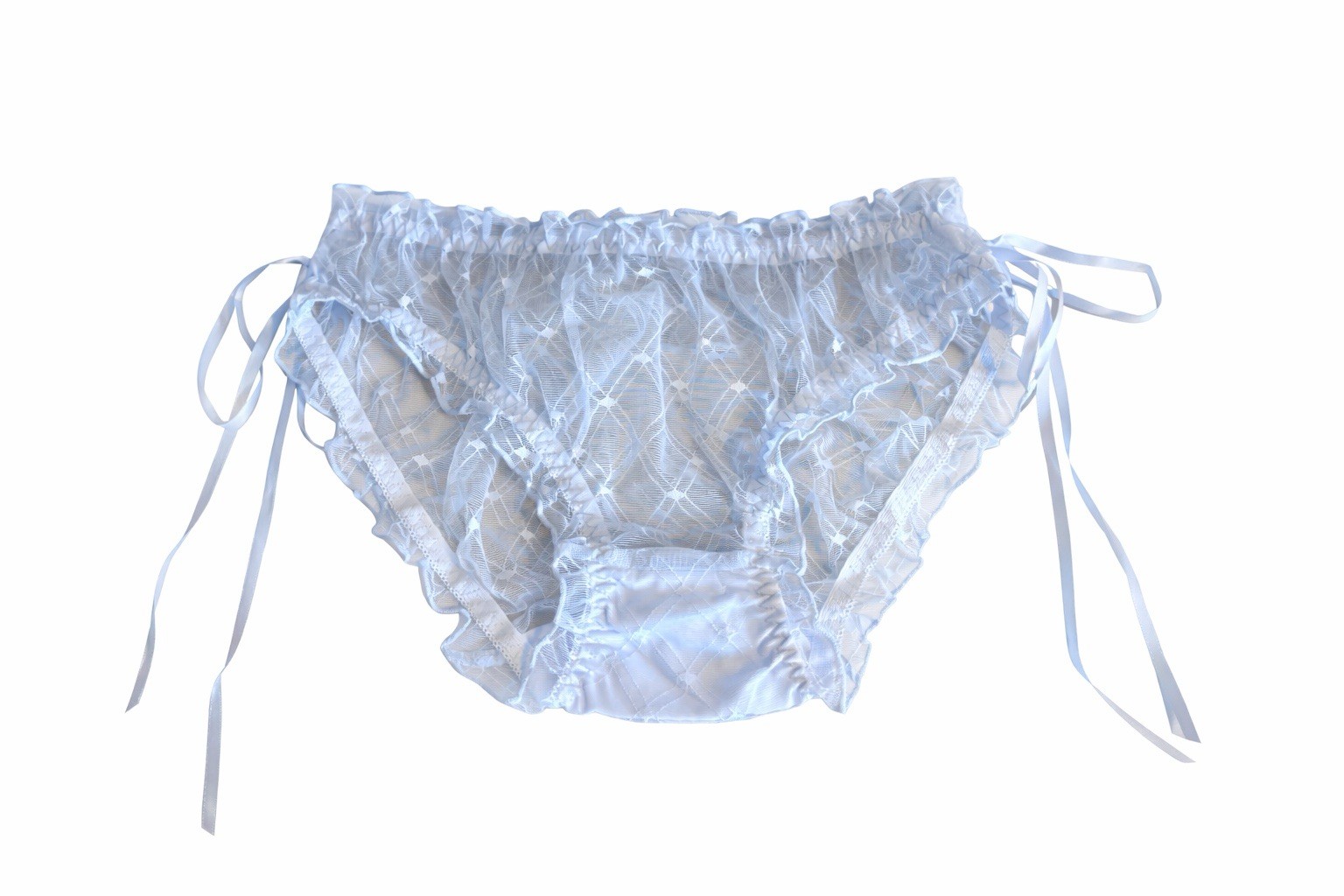 Sexy Women Sheer Lace Panties See Through Underwear Pink White 2 Pc Medium
