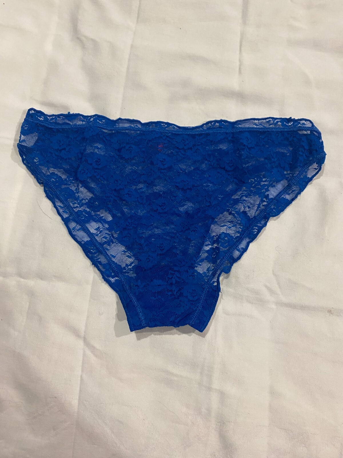 Women Floral Lace Bikini Panty w/Bow Sz M Blue