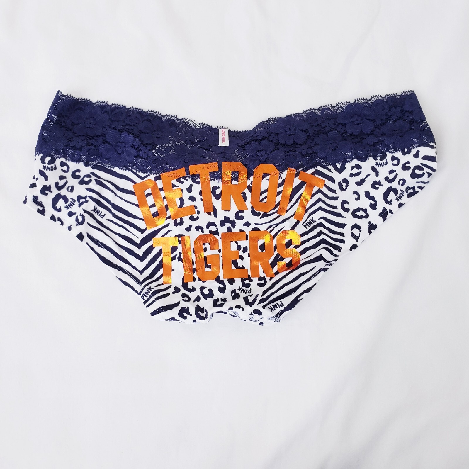 Victoria Secret PINK Panty RARE MLB Detroit Tigers Vintage Lace Bikini Small New
