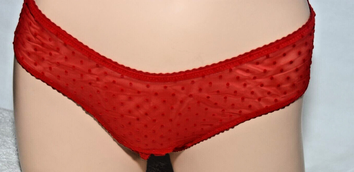 NWT Victoria’s Secret Red Mesh Crotchless High Leg Cheeky Bikini Panty L Large