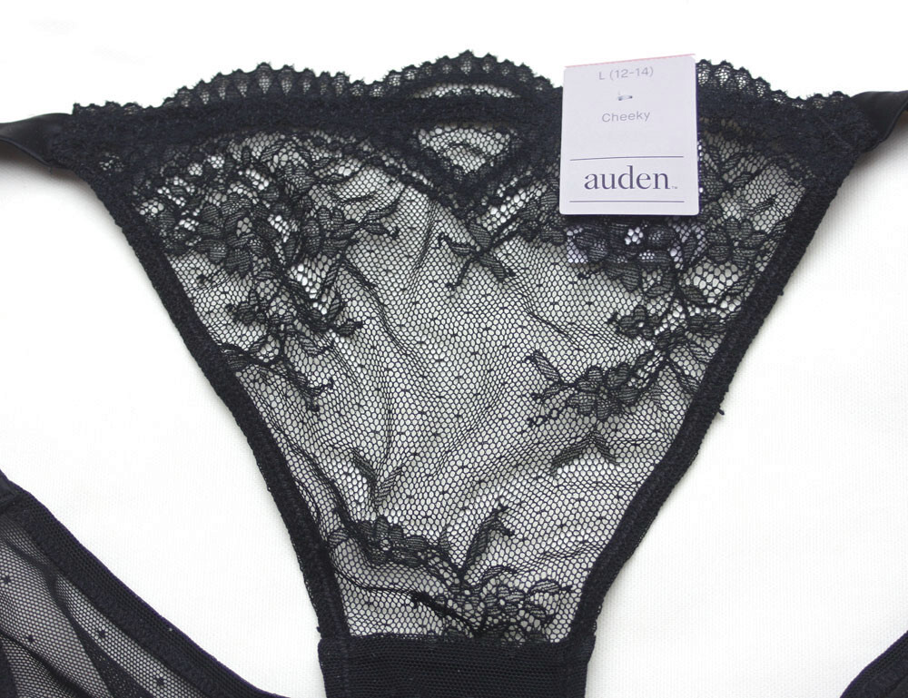 Black Sheer Mesh and Lace with Satin Panties by Auden – Size Large