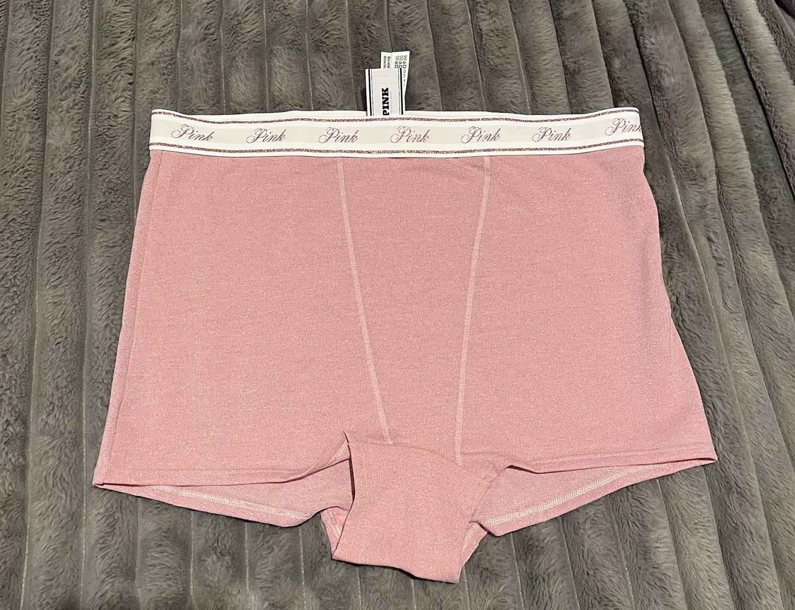 VICTORIA’S SECRET PINK HIGH WAIST METALLIC ROSE BOYSHORT MEDIUM STRETCH TAGS