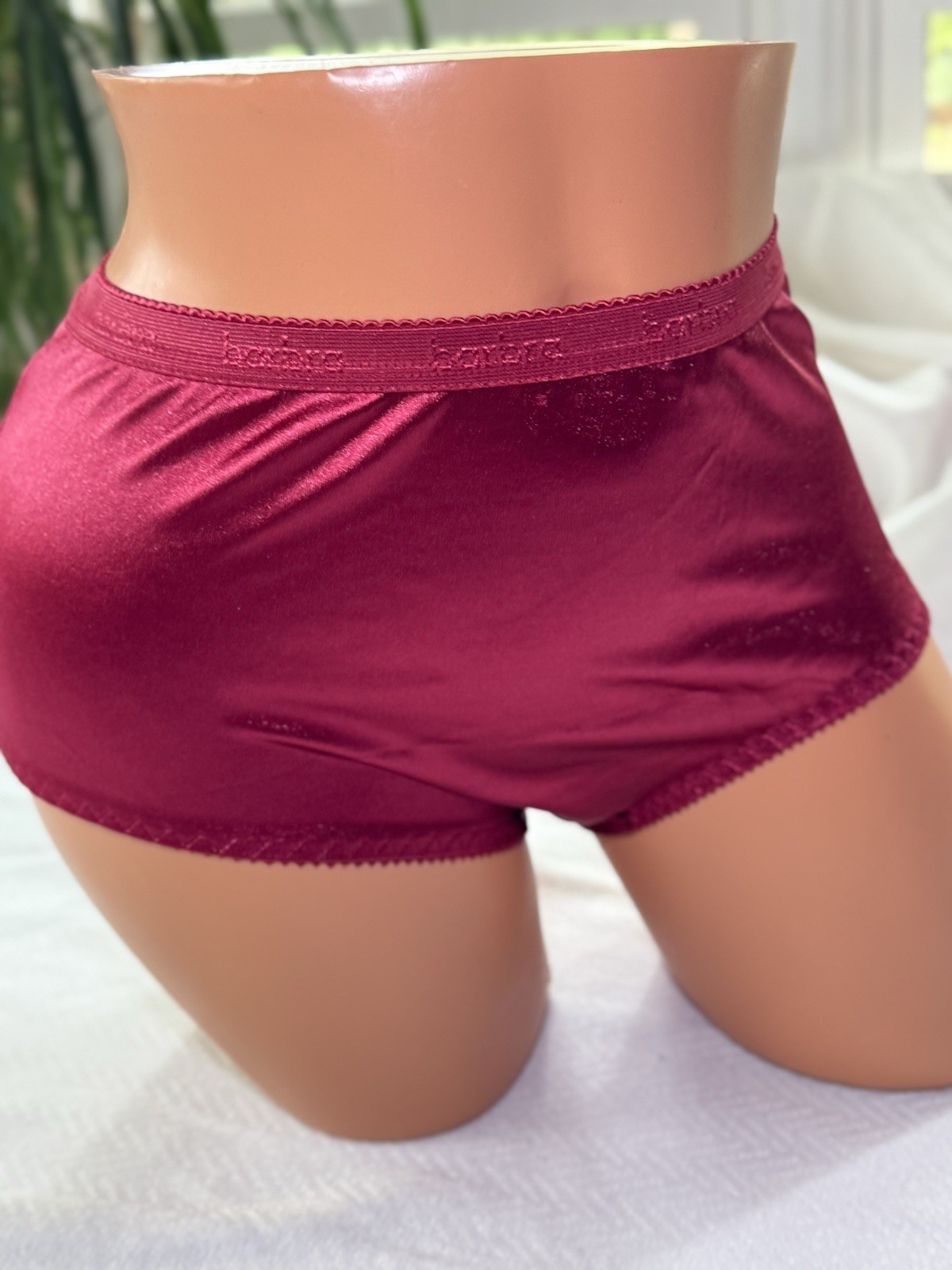 New Panty Brief High Waist Red Second Skin Satin Full Coverage Barbra Bikini S 6