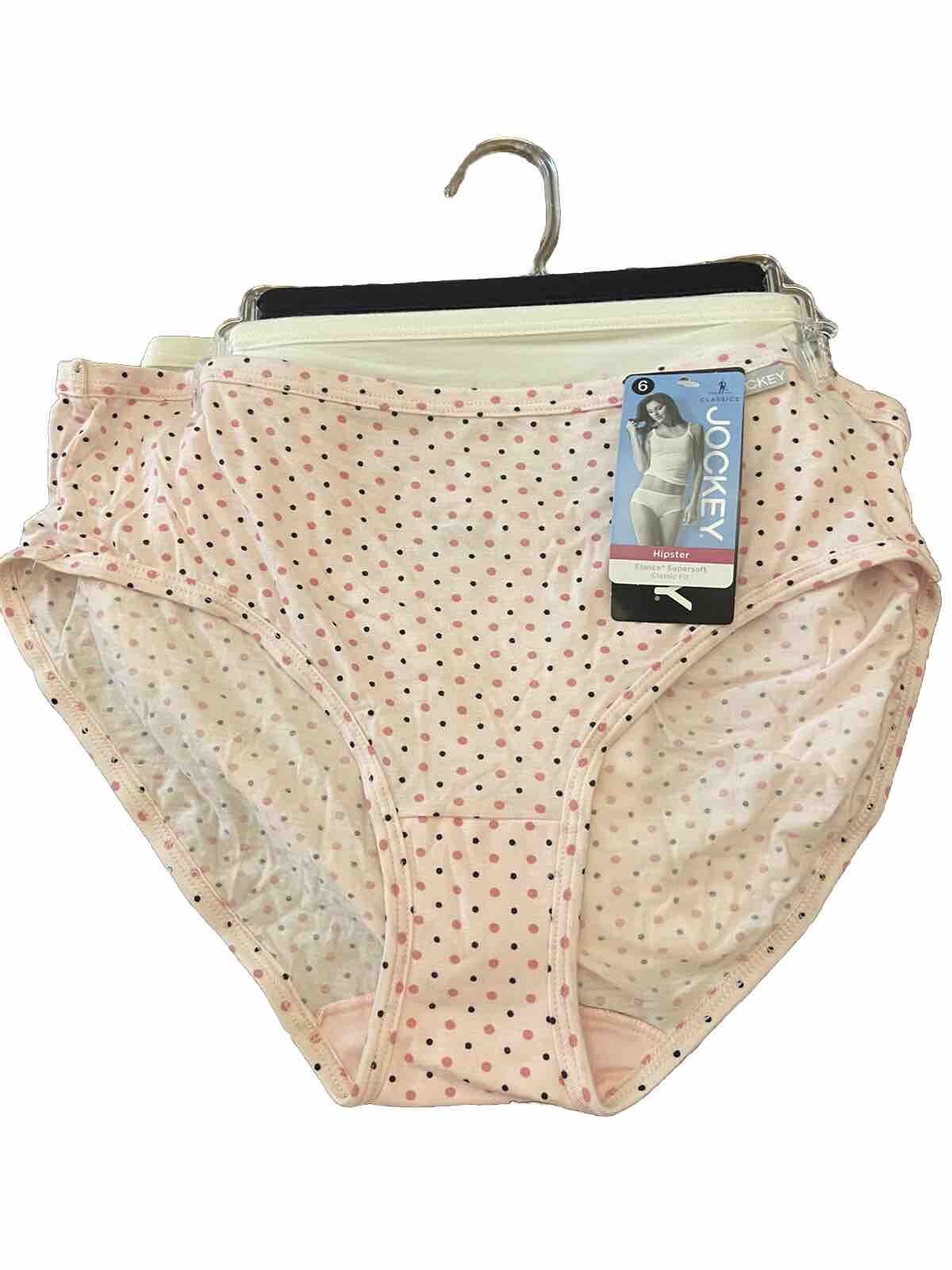 Women’s Jockey 3-pk. Supersoft Hipster Panty Set 2072 Multi (Pink ,WhiteBl) Sz.6