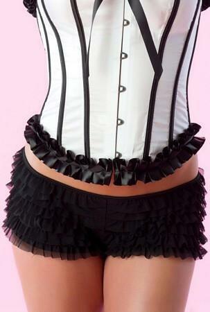 Velvet Kitten Black Ruffle Boy Shorts W/ Bow