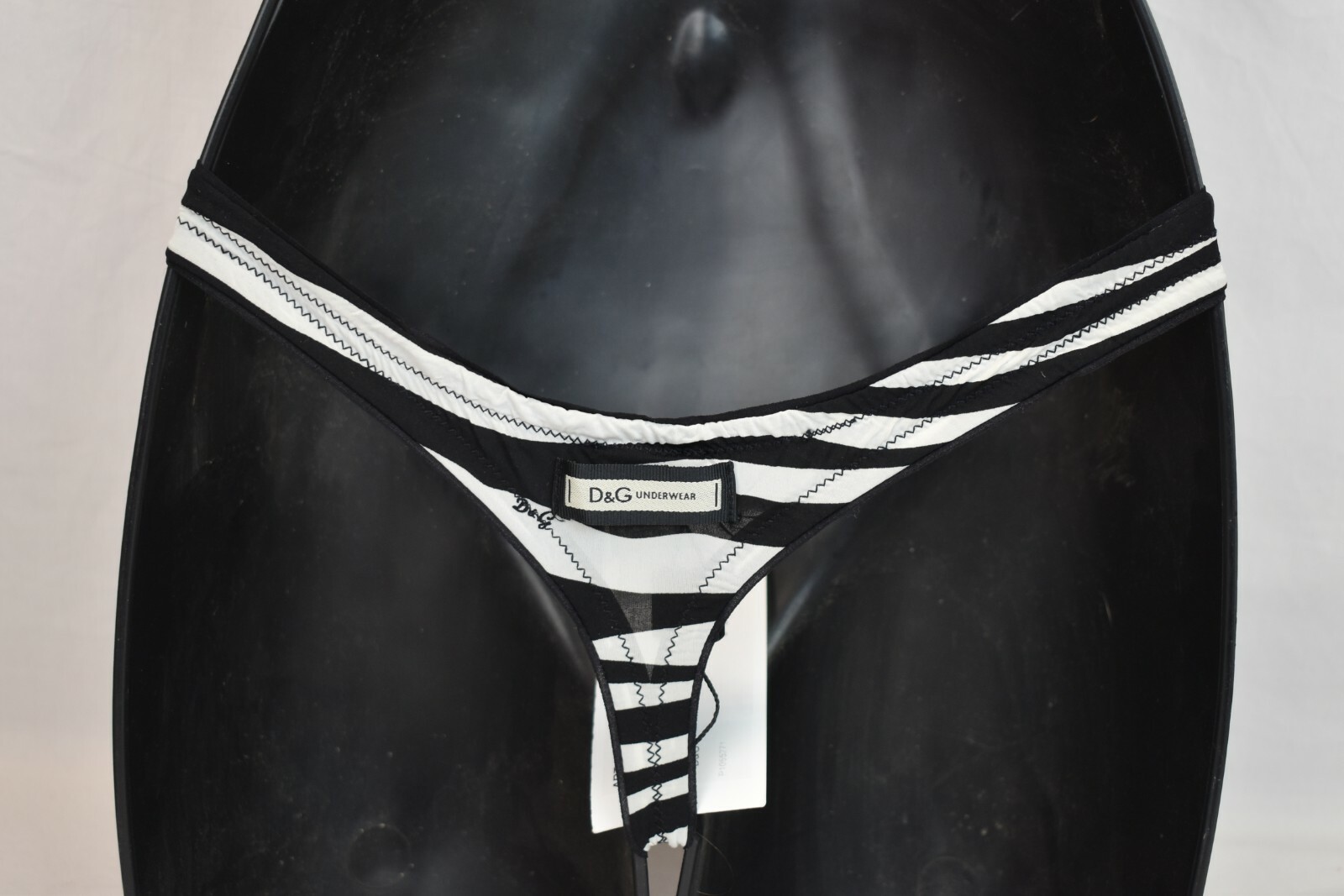 NWT DOLCE GABBANA M51392 BLACK WHITE ZEBRA PRINT LOGO THONG UNDERWEAR S